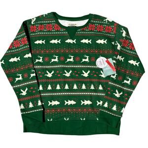 NWT Magellan Holiday Collection Women’s Christmas Sweatshirt Fish Deer Geese M